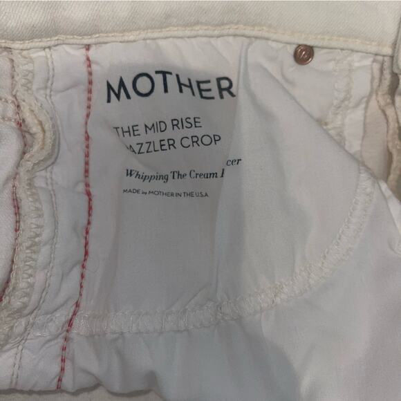 Mother The Mid Rise Dazzler Crop Track Jeans Whipping The Cream Pink Rac… - Picture 15 of 15